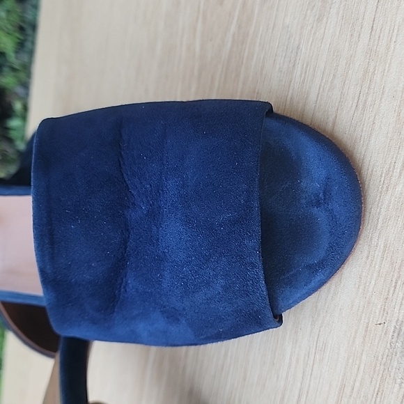 BY FAR Suede Block Heel Slide Mule Open Toe Blue 39 - Picture 6 of 11